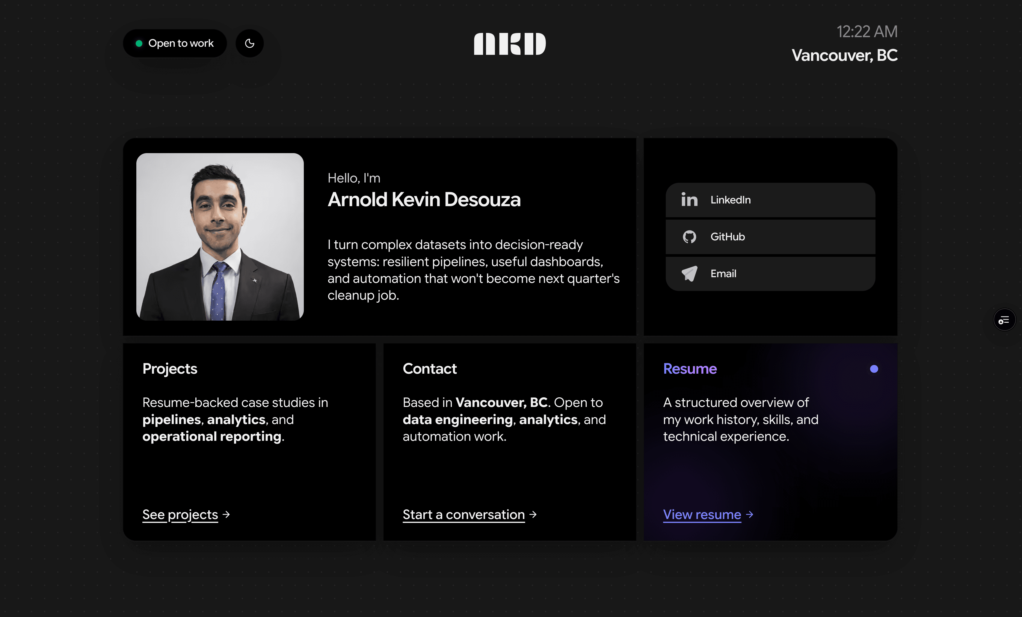 Arnold Kevin Desouza website preview