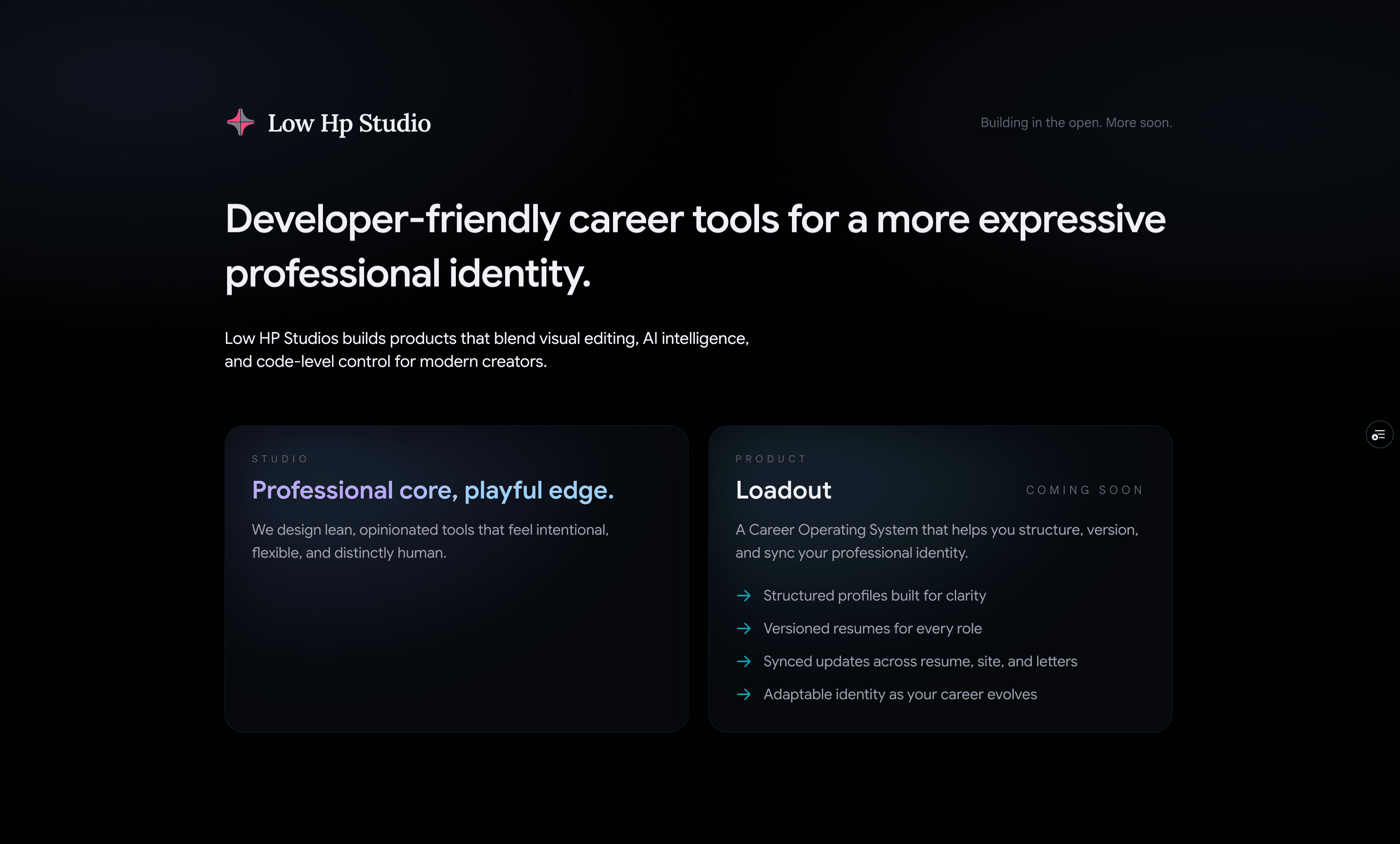 Low HP Studio website preview